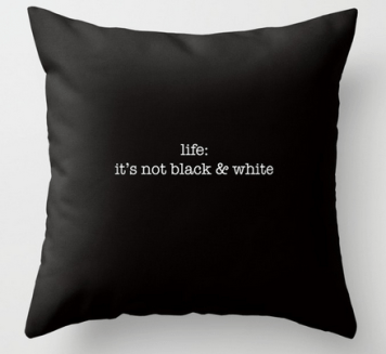 it's not b:w square pillow copy