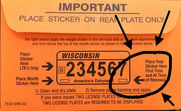 marked license plate stickers